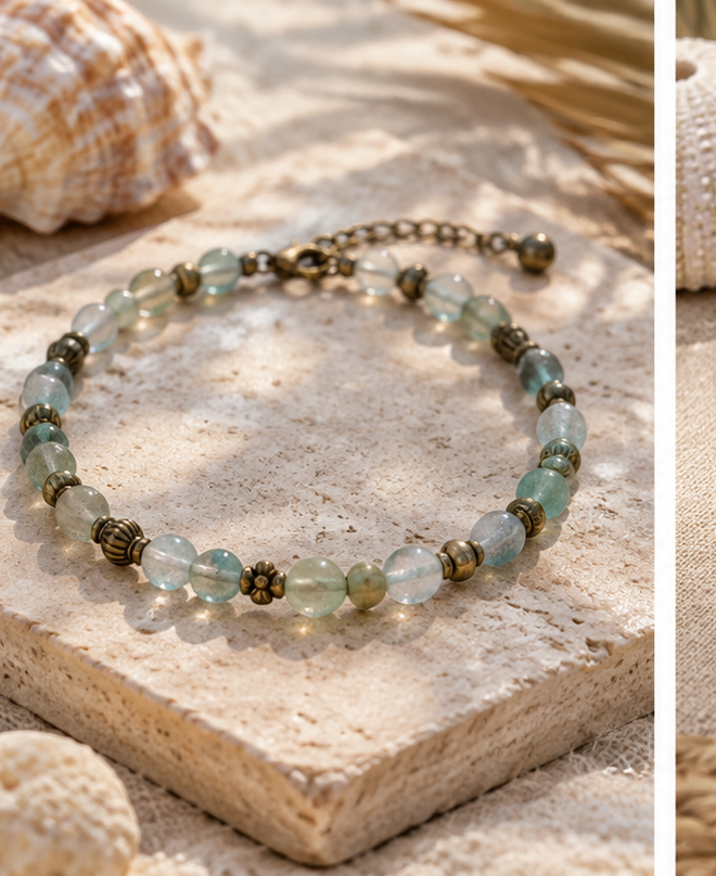 Vintage bead ankle accessory with muted metal details